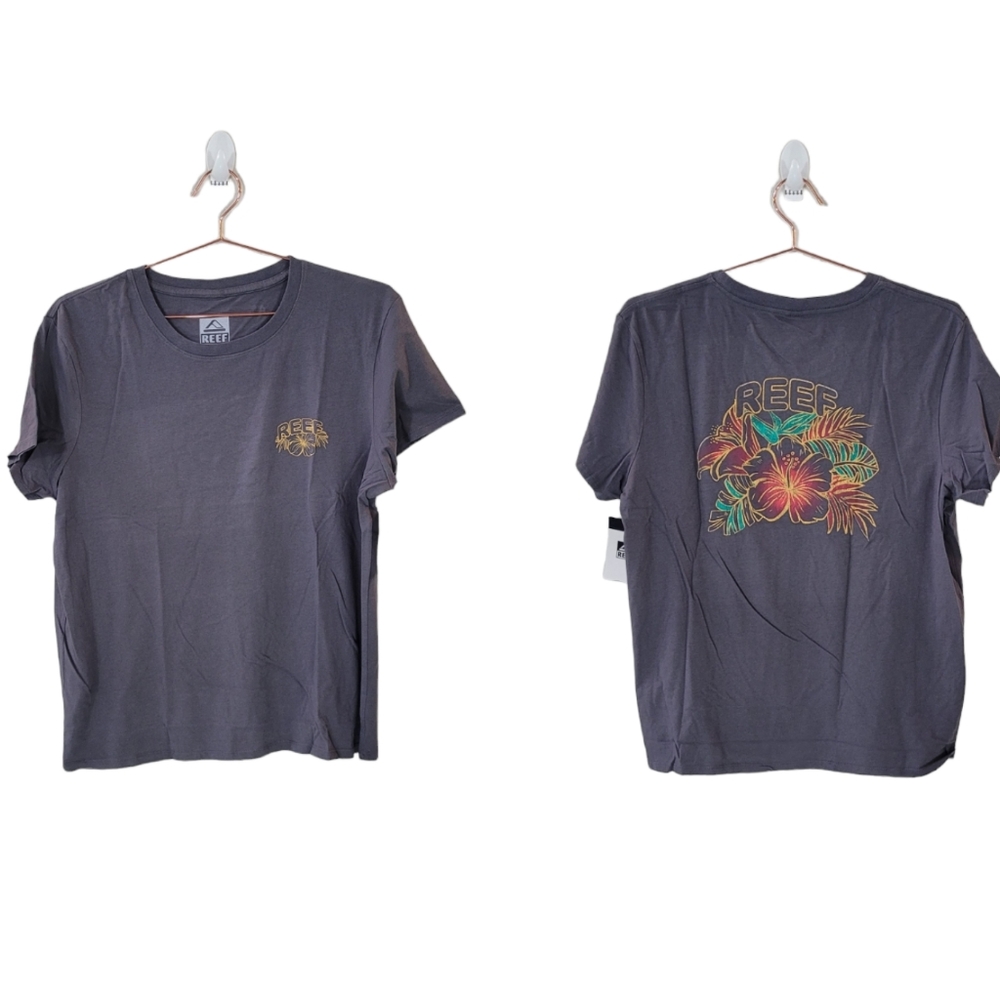 REEF Grey Belina Short Sleeve Tee Size L